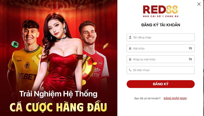 Giao diện Đăng Ký RED88