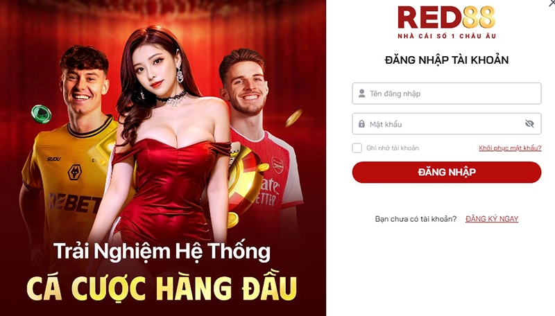 Giao diện đăng nhập RED88